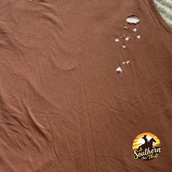 PACSUN - Large Rust & White Distresses Sleeveless Tank TOP - Picture 3 of 6